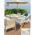 thumbnail image 4 of Outdoor Tablecloth with Umbrella Hole and Zipper, Bottles and Plants Rectangle Table Cloth 60x102 Inch Waterproof Tablecloth, Country Leaves Farmhouse White Wooden Grain Picnic Table Cover for Patio, 4 of 7