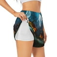 thumbnail image 2 of Disketp Spooky Halloween Print Women's Shorts Workout Shorts for Athletic Gym Running Shorts with Phone Pockets Large, 2 of 8
