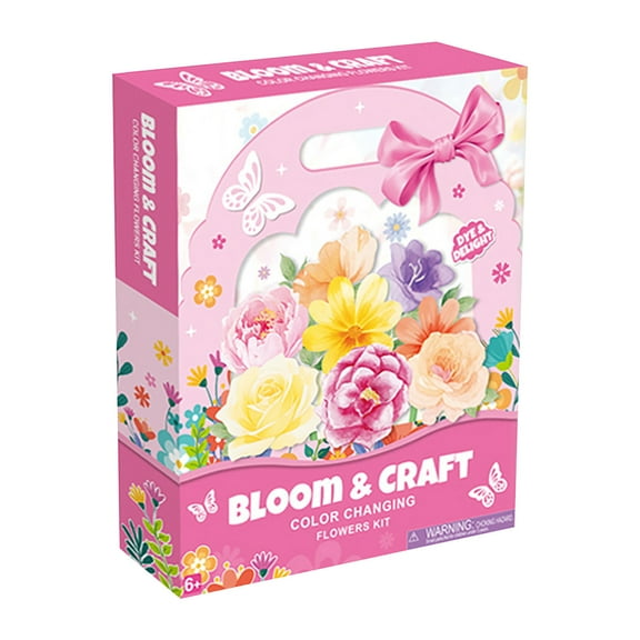 BUTOMKY Color Changing Paper Flowers Science Kit - DIY Dyeing Craft for Kids & Girls Ages 5-15, Creative Magic Flower Science Experiment, Ideal Christmas & Birthday Gift for 6-12 Year Olds
