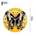 thumbnail image 2 of 12 Inch Wall Clock Battery Operated Silent Clock Decorative for Office, Kitchen, Outdoor, Living Room，Butterfly Daisy Yellow Lovely Pattern, 2 of 4