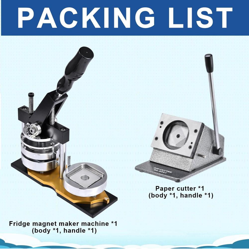 Ultra HD Photo Magnet Machine, 2x2 Inch DIY Badge Press Kit for Refrigerator Decals, Gifts, and Craft Projects