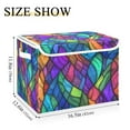 thumbnail image 5 of Yayeee Collapsible Cube Storage Bin with Lid Fabric Closet Decorative Basket with Handles, Vibrant Stained Glass Pattern, 5 of 7