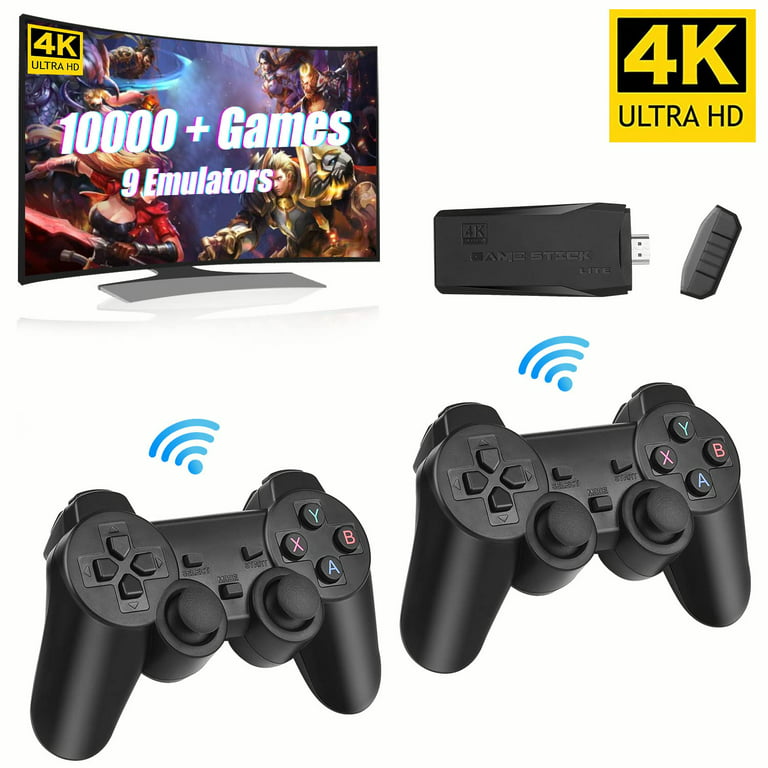  Wireless Retro Game Console,Retro Game Stick 4K,Nostalgia Stick  Game,4K HDMI Output,Plug and Play Video Game Stick Built in 10000+ Games,9  Classic Emulators, with Dual 2.4G Wireless Controllers(64G) : Toys & Games