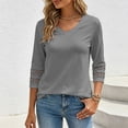 thumbnail image 5 of COMVALUE 3/4 Length Sleeve Womens Tops Dressy Casual Blouses for Women 2026 Trendy V Neck T Shirts Summer Clothes Grey for Size XXL, 5 of 8