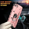 thumbnail image 5 of ELEHOLD for iPhone 7 / 8 / SE 2020 / SE 2022 Armor Case, Military Grade Hard PC Magnetic Built-in Car Mount 360° Rotatable Metal Ring Holder Kickstand Shockproof Multi-Functional Rugged Case, Rosegold, 5 of 8