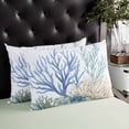 thumbnail image 4 of Blue Teal Coral Throw Pillow Cover 16 x 24 Inch Decorative Pillow Cover Watercolor Coastal Summer Lumbar Pillowcase Seasonal Rectangle Cushion Case for Couch Sofa Bed Living Room, 4 of 7