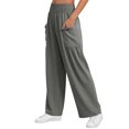 thumbnail image 4 of Cagogo Women Wide Leg Elastic Waist Pants with Pockets Casual Loose Long Trousers Flowy Beach Vacation Lounge Work Pants, Gray L, 4 of 7