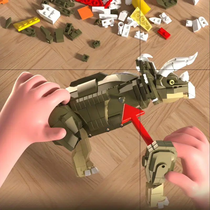 GZBrick Jurassic Mechanical Triceratops Building Sets Compatible with Lego Dinosaur World for Adults Boys 1180PCS