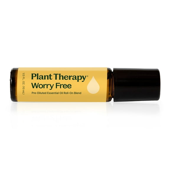 Plant Therapy Worry Free Essential Oil Blend 10 mL (1/3 oz) Pre-Diluted Roll-On, Stress & Calming Relief Blend 100% Pure, Natural Aromatherapy, Therapeutic Grade