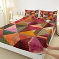 thumbnail image 3 of Manfei Modern Geometric Stripes Bed Sheets,Geometric Lines Aesthetic King Sheets,Brown Orange Pink Sheet Set For Kids,Ultra Soft Home Decor,4 Pieces, 3 of 7