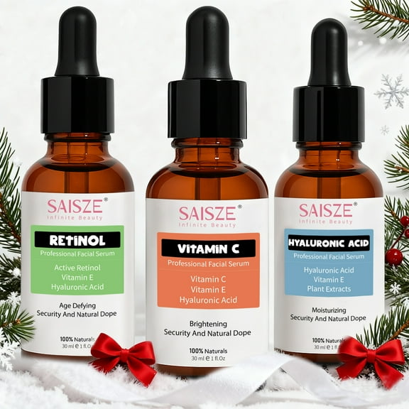 SAISZE Vitamin C Serum Kit, Anti-Aging Face Moisturizer, Retinol & Vitamin C & Hyaluronic Acid Face Serum Set for Firming, Hydrating for Face Day & Night Skin Care, Gifts for Women