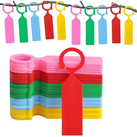 Tutuviw 200 Pcs Assorted Color Plastic Plant Tags,Buckle Garden Markers,Durable Horticultural Plant Labels,Hanger Tags for Plants,Nursery Labels for Organized Plant Marking and Identification