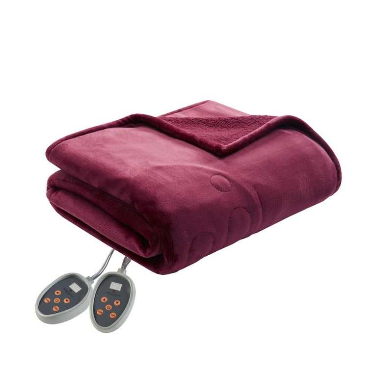 Woolrich Heated Plush to Berber Blanket Twin Garnet Walmart