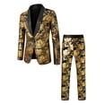 thumbnail image 5 of Men’s 2 Piece Short Set Printed Fashion Nightclub Party Casual Pants Tuxedo Ensemble Prom Outfit Set, 5 of 5