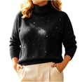 thumbnail image 3 of Women's & Plus Size Sequin Sweater, Sparkly Turtleneck Long Sleeve Relaxed Fit, Fall Winter Soft Basic Casual Tops S-5XL, 3 of 5