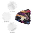 thumbnail image 3 of Yiaed Colorful Wolf Head Print Winter Beanie for Men Women, Fleece Lined Beanie Soft Warm Knit Hat Ski Stocking Cuffed Ca, 3 of 6