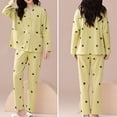 thumbnail image 4 of zaveiop Womens Cotton Gauze Pajama Set Floral Print 2 Piece Pj Set Long Sleeve Fall Sleepwear Cute Pj Sets (Green, M), 4 of 5