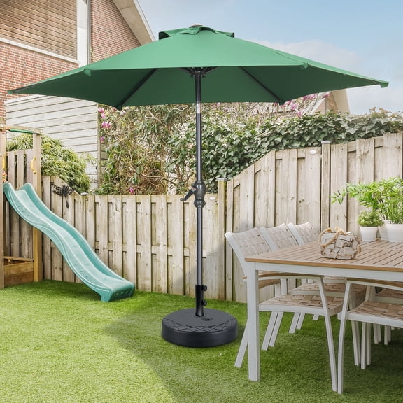 Autlaycil 7.5ft Outdoor Patio Umbrella with Tilt and Matching Base, Crank and Sturdy Ribs for Lawn, Garden, Backyard and Pool, Green