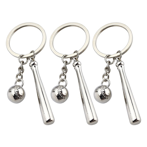 Baseball Keychain Mini Bats Keyring Bag Accessories for Handbags Zinc Alloy 3 Pcs