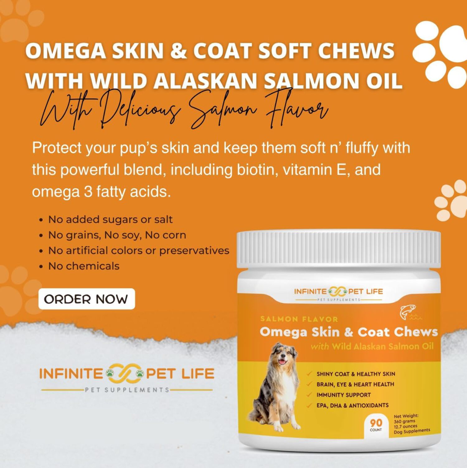 Salmon Flavor, Omega Skin & Coat Soft Chews with Wild Alaskan Salmon Oil