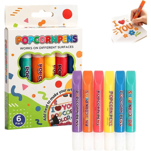 3D Art Pens, Bubble Paint Pen for DIY Crafts, Heat Activated Popcorn Pens with Raised Texture Effect, Creative Art Pen for Paper Fabric Glass Canvas Wood Decoration