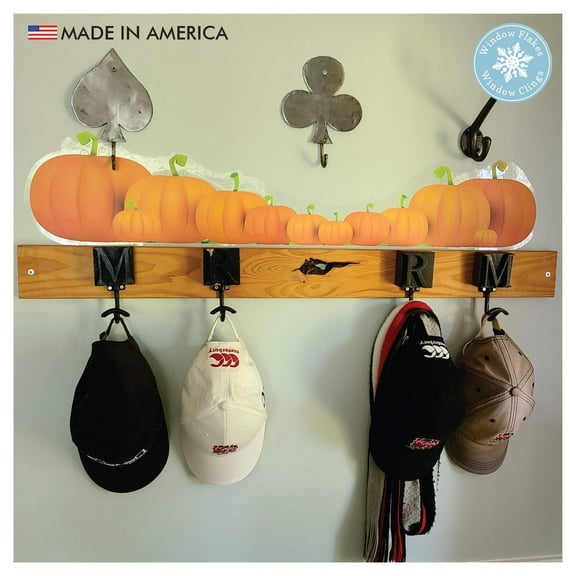 36" Thanksgiving Autumn Fall Pumpkin Wall Cling Decal. Eco-Friendly, No Adhesive