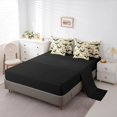 thumbnail image 5 of Homewish Vintage Line Art Black Bat Twin Bedding for Kids, Cream Blossom Branch Floral Bedding Comforter Set, Black Reversible, 7-Piece, 5 of 7