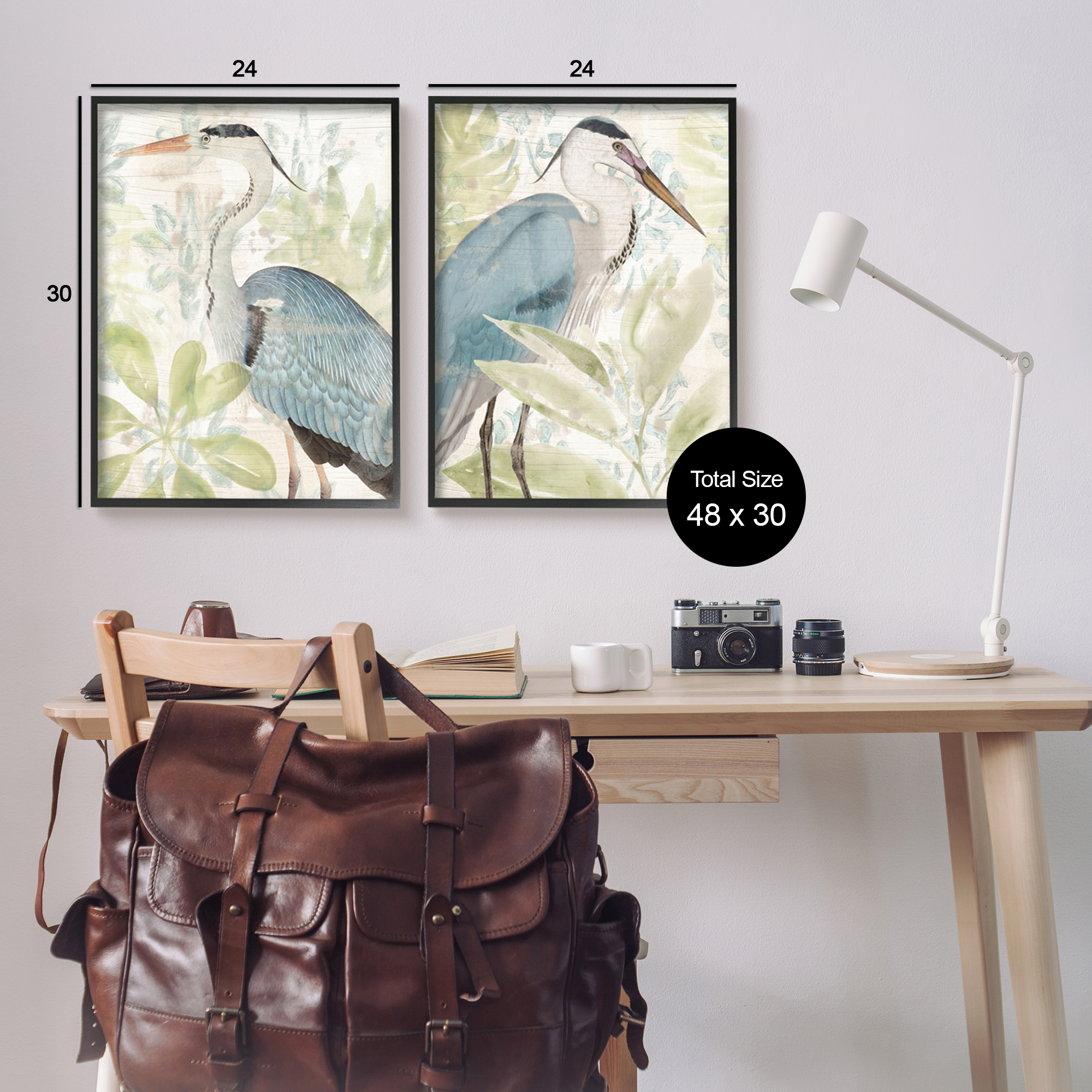 Stupell Industries Cranes & Tropical Plants Animals & Insects Painting Black Framed Art Print Wall Art, 24 x 30