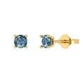 thumbnail image 2 of 0.2 Ct Round Cut Studs Blue Moissanite 14K Yellow Solid Solid Gold Everyday Dainty Earrings Push Back, 2 of 7