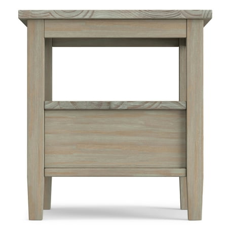 Simpli Home - Warm Shaker SOLID WOOD 20 inch Wide Rectangle Transitional End Side Table in Distressed Grey - Distressed Gray