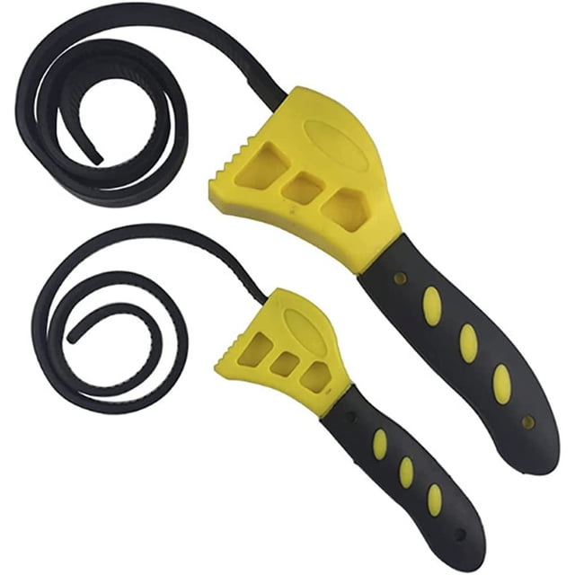 Juego de 2 llaves de correa Dinheiro, llave ajustable con correa de goma, llave ajustable para abrir frascos, abrir filtros y tuberías