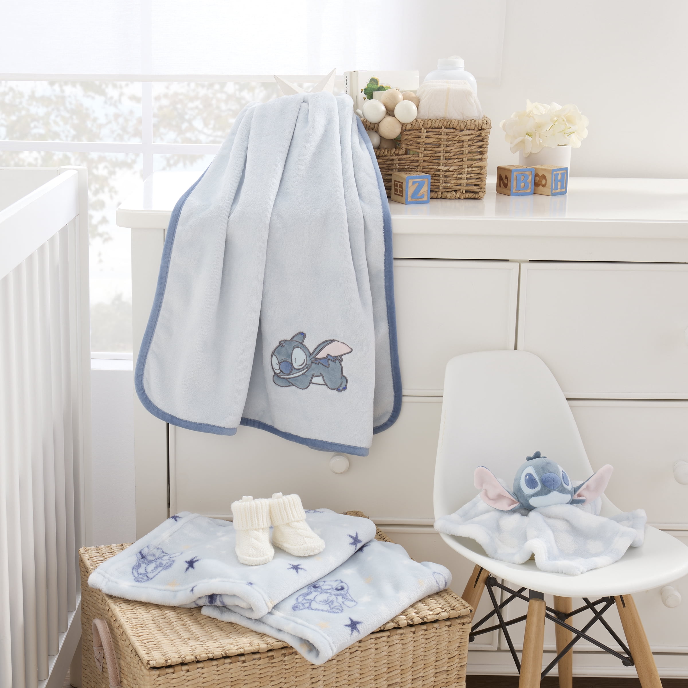 Stitch Allover Print Baby Blanket, Unisex, Blue