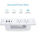 thumbnail image 6 of Recessed Power Strip with 20W USB C Port, Fast Charging USB A Port Desk Outlet, Furniture Hidden Charging Station for Side Table, End Table, with 6FT 45 Degree Flat Plug Extension Cord,White, 6 of 7