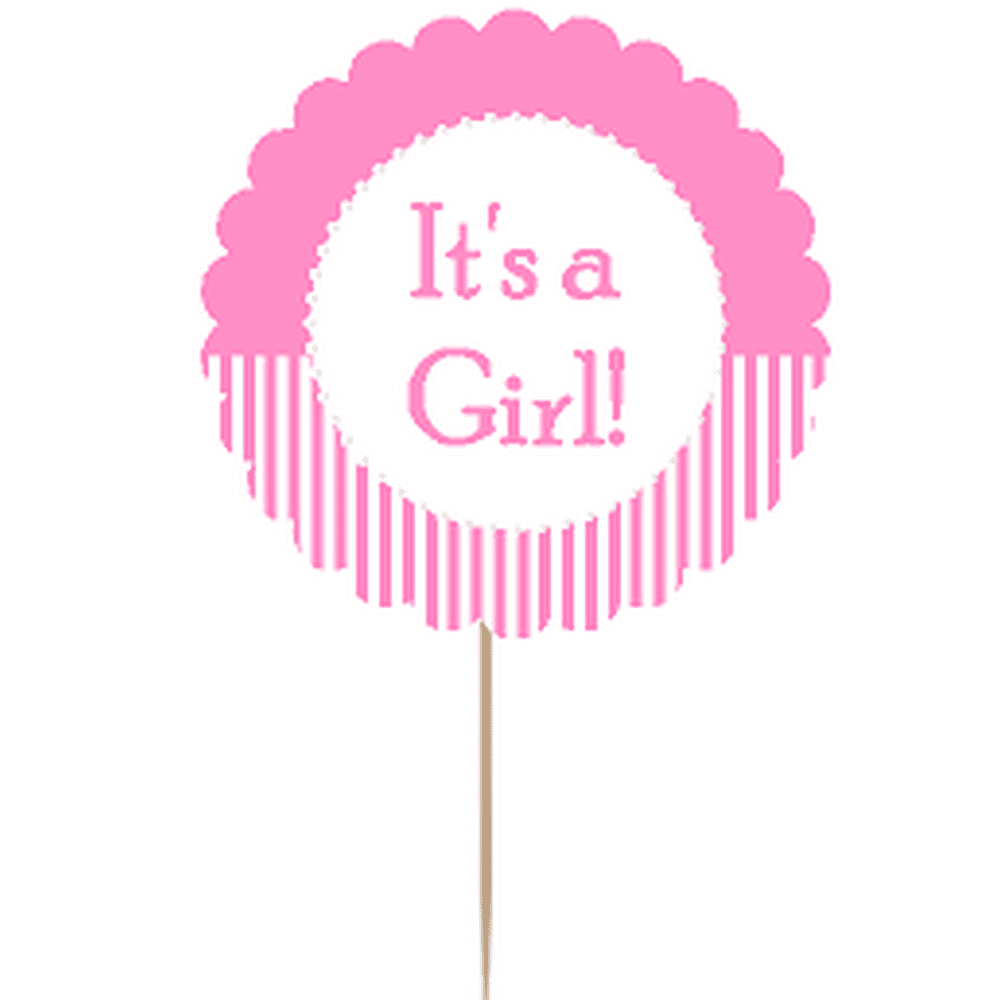 12Pack Its'a Girl Baby Shower Cupcake Decoration Toppers / Picks Pink