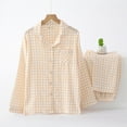 thumbnail image 2 of Lixiuxyad Button down Pajama Set Double Layer Gingham Pajama Set For Women Lightweight Summer Sleepwear & Homewear Stylish And Comfortable Loungewear, 2 of 6
