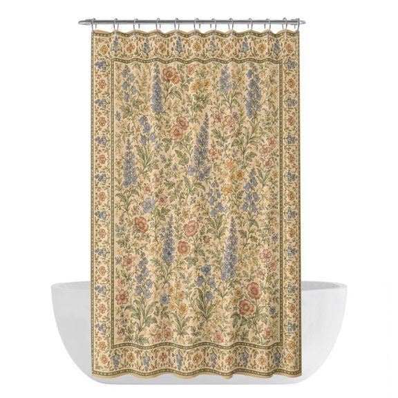 Vintage Botanical Shower Curtain - Water Repellent Fabric Shower Curtains Washable, Countryside Foliage Rustic Decorative Polyester Cloth Bathroom Curtains Modern Bath Decor 36"x72"