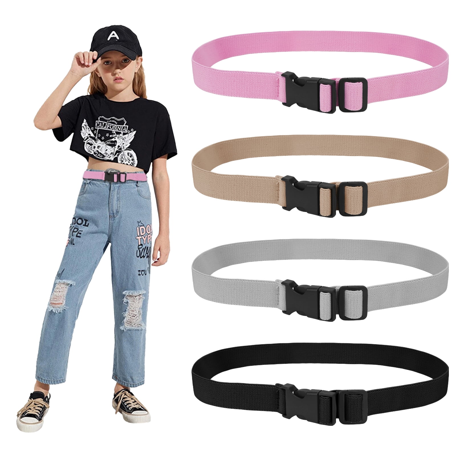 WHIPPY Kids Double Grommet Leather Belt for Girls Boys