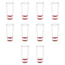 Cordial Shooter Shot Glasses 2 oz. Set of 10, Bulk Pack - Great for Birthdays, Parties, Indoor & Outdoor Events - Red