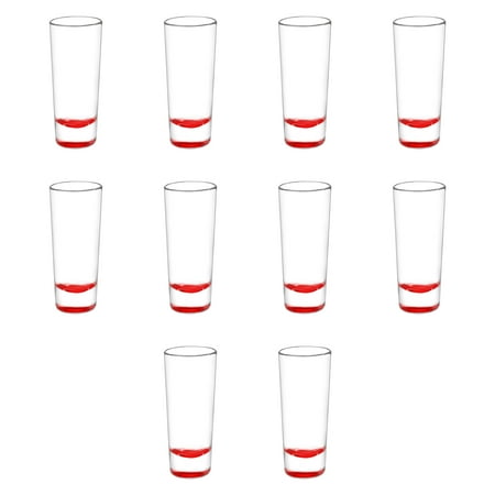 

Cordial Shooter Shot Glasses 2 oz. Set of 10 Bulk Pack - Great for Birthdays Parties Indoor & Outdoor Events - Red