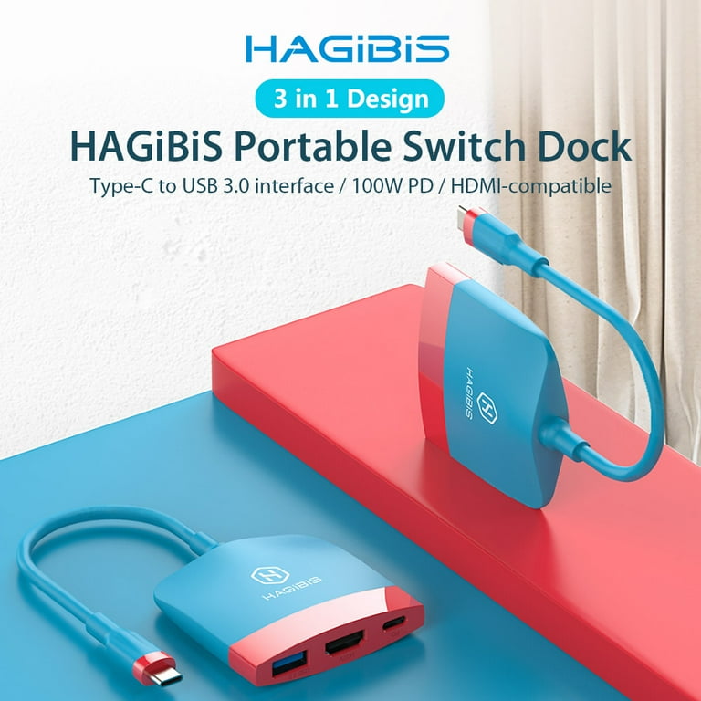 Switch Dock for Nintendo Switch OLED, Hagibis Portable TV Dock Charging  Docking Station with HDMI and USB 3.0 Port Replacement Base Dock Set Type C  to