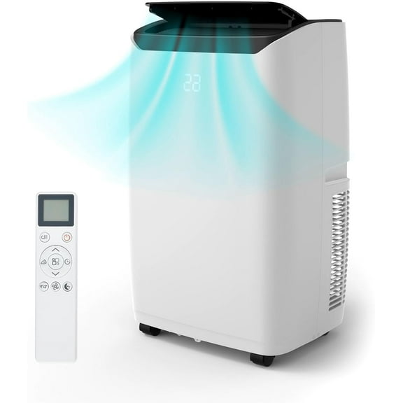 IdealHouse 14000 BTU Portable Air Conditioner, Efficient Cooling for Rooms Up to 750 Sq.Ft, Dehumidifier & Fan Modes with 24H Timer and Remote Control, Portable AC for Indoor Room, White