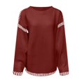 thumbnail image 4 of Kogui Pulls pour Femmes Graphiques Pulls Chauve-Souris Oversize pour Femmes Tenues Automne 2025 Tendance Col Rond Tricoté Fente Latérale Mode Chandail Tops (Rouge, P), 4 of 4