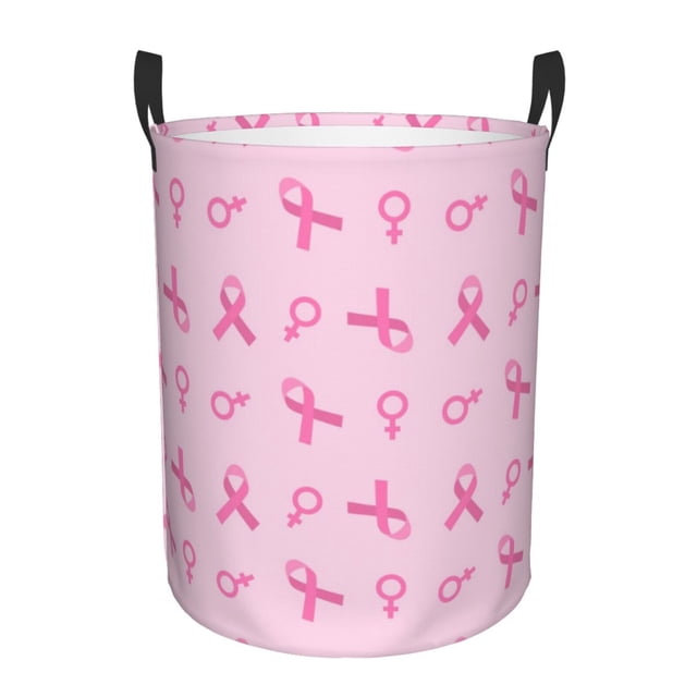 Balery Breast Cancer Awareness 1 Cesta de ropa redonda con asas, impermeable, independiente, para ropa, juguetes, dormitorio y familia-Medium