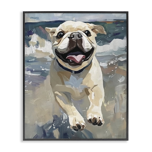 Stupell Industries Sunny Paws Dog on Beach Black Framed Giclee Art, design by Svetlana Aleynikova