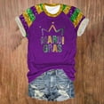 thumbnail image 2 of Mardi Gras Outfit Women Casual Fashion Round Neck Short Sleeve Color Printed T Shirt Top XXL, 2 of 4