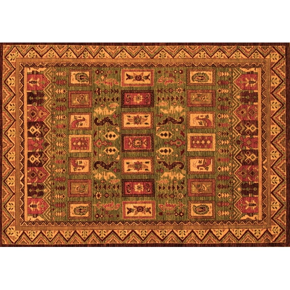 Ahgly Company Indoor Rectangle Abstract Orange Modern Area Rugs, 5' x 7'