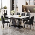 thumbnail image 3 of JUFU Modern Dining Chairs Set of 6, Black Faux Leather Upholstered with Black Metal Legs for Kitchen/Dining Room, 3 of 9