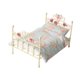 thumbnail image 2 of Cama de casa de muñecas a escala 1:12, muebles de casa de muñecas, cama de hierro, dormitorio, microjuego de simulación Patrón floral azul, 2 of 9