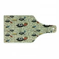 thumbnail image 1 of Cartoon Cutting Board, Hungry Owls Lots of Bones and Chunks of Meat Eating Drawing Sketch, Decorative Tempered Glass Cutting and Serving Board, Wine Bottle Shape, Black Multicolor, by Ambesonne, 1 of 1