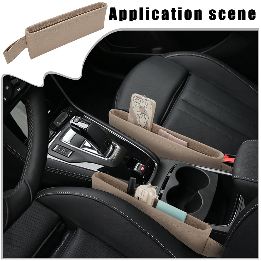 Imitation Leather with Plastic Car Seat Gap Storage Box Rectangle Tan 44cm